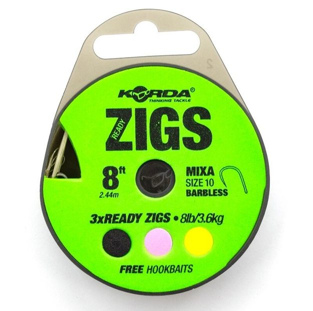 KORDA Поводок готовый Ready Zigs 8' 240см №10 3шт