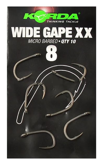 KORDA Крючок Wide Gape-XX №8 с бородкой 10шт