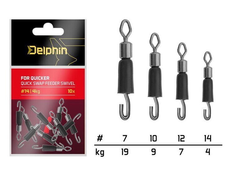 DELPHIN Вертлюг с застежкой и конусом FDR Quicker 10 / 9kg - 10 шт.